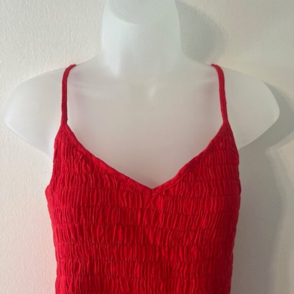 Cute Summer Gathered Tank Top ~ Red - Picture 2 of 6